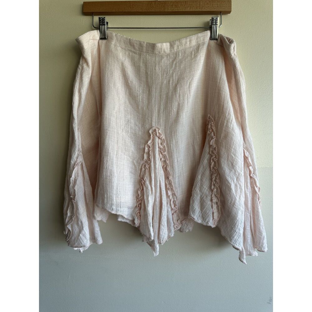 Free People free-est Getaway Skirt XL Ballet Slipper Pink Gauze Boho Ruffle NWOT - Picture 6 of 13